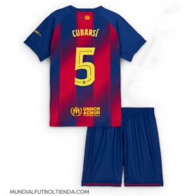 Camiseta Barcelona Pau Cubarsi #5 Primera Equipación Replica 2025-26 para niños mangas cortas (+ Pantalones cortos)